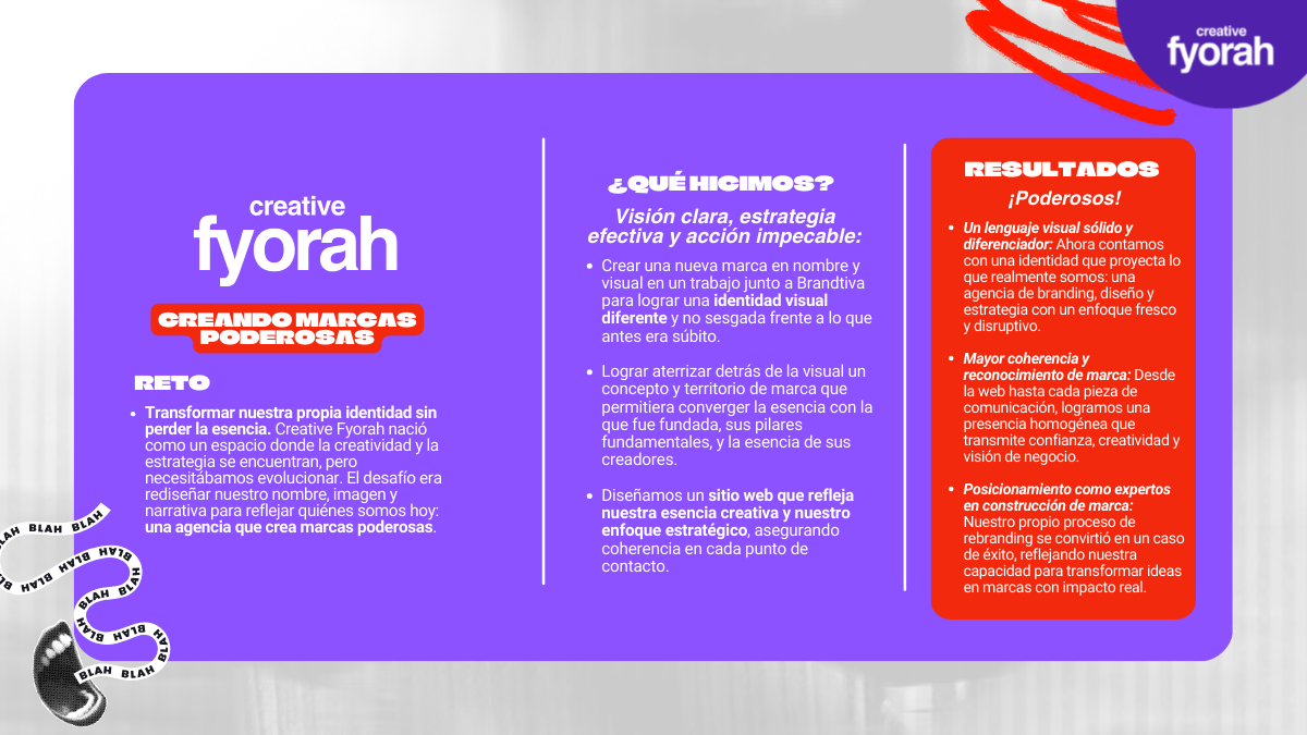 Rediseñamos nuestra propia identidad sin perder la esencia. El resultado: un branding sólido, coherente y diferenciador que refleja lo que somos hoy: una agencia creativa y estratégica que transforma ideas en marcas con impacto real.